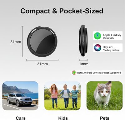 No Subscription GPS Tracker for Vehicles Work with Find My(iOS Only) Real Time Mini Tracker Tags Global Coverage Hidden Car Location Tracking Tags Device with Magnetic Case No Monthly Fee Required - Image 3