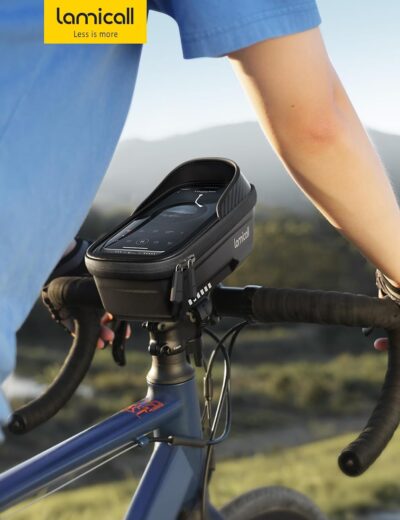 Lamicall 2 Pack Bike Frame Bag Waterproof - [1s Release] [2 in 1] Bike Phone Bag, Bike Phone Holder Mount, Bicycle Top Tube Bag, Cycling Pouch with Rain Cover, Bike Accessories for Phones Under 7" - Image 7