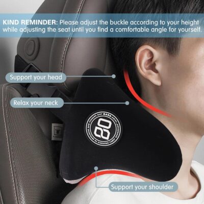 Really Cozy Car Headrest Pillow, Car Neck Pillow for Driving with Adjustable Strap, 100% Memory Foam and Breathable Removable Cover, Ergonomic Design - Car Pillow for Neck Pain Relief(Linen gray, 1PC) - Image 4