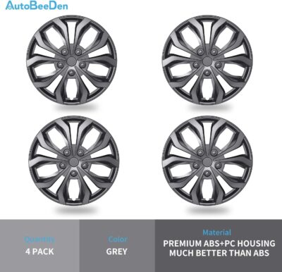 4-Pack Universal Hubcaps Replacement R15 15 inch, Steel Wheel Rim Cover for Most Cars Trucks Sedans SUV, 15" 15 in Wheel Covers Hub Caps (Gray Color) - Image 3