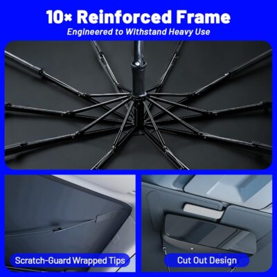 Windshield Sun Shade for Nissan Rogue 2021-2026, Custom Fit Foldable Umbrella Sunshade with 360° Rotating Shaft, Front Window Shade for UV & Heat Protection, Easy Storage Car Sun Shields - Image 6