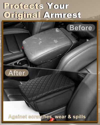 Armrest Cover for Jeep Wrangler JL Center Console Pad with Organizer Storage Pockets, Black Faux Leather Arm Rest Lid Cushion Accessories (2018-2026 Wrangler JL/Gladiator JT) - Image 4