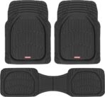 Motor Trend FlexTough Floor Mats for Cars, Black Deep Dish All-Weather Car Mats, Waterproof Trim-to Fit Automotive Floor Mats for Cars Trucks SUV, Universal Floor Liner Car Accessories