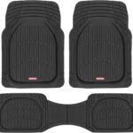 Motor Trend FlexTough Floor Mats for Cars, Black Deep Dish All-Weather Car Mats, Waterproof Trim-to Fit Automotive Floor Mats for Cars Trucks SUV, Universal Floor Liner Car Accessories
