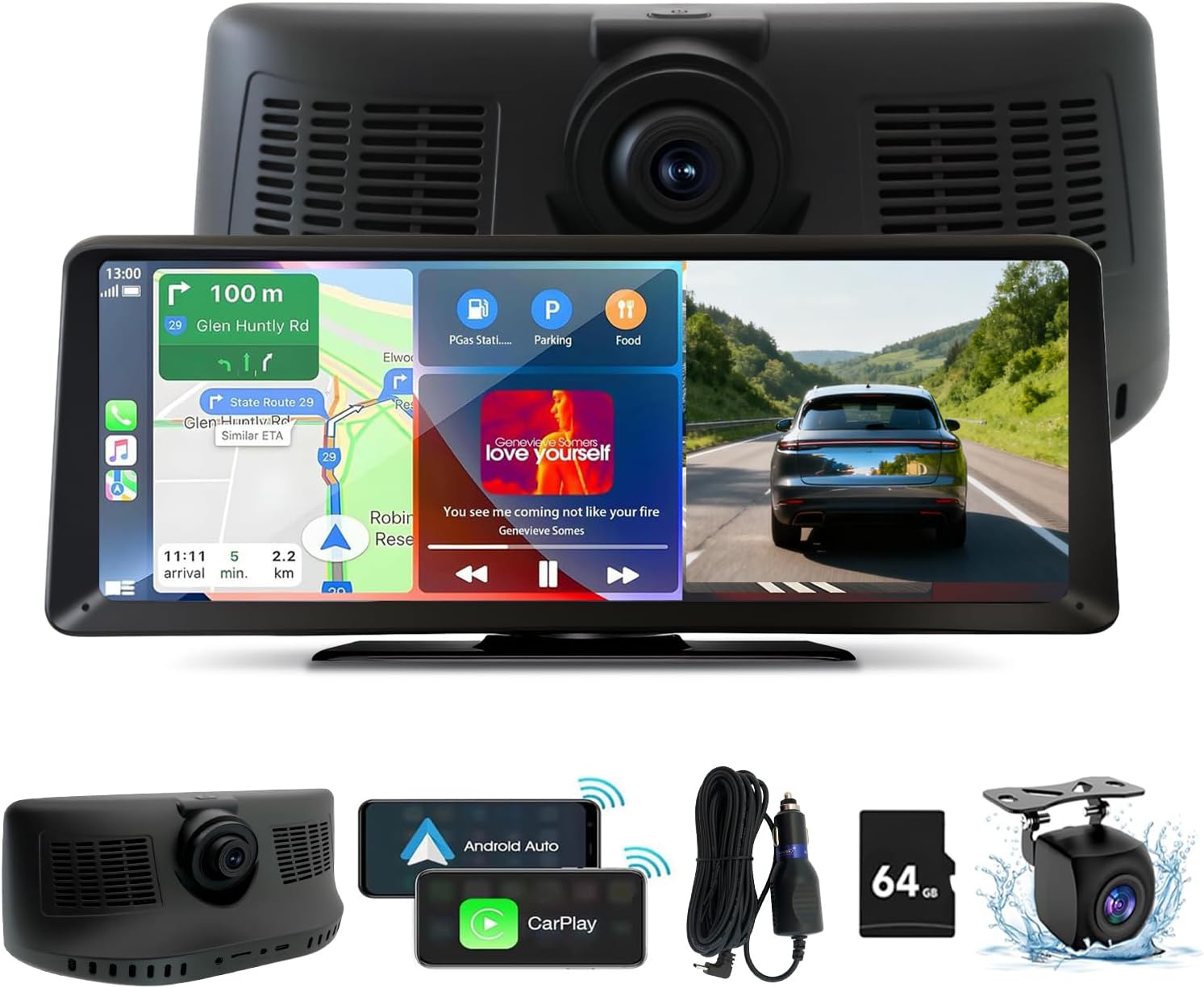 71tDmC5IDwL._AC_SL1500_.jpg 8.1" HD Carplay Screen for Car Stereo, 2K Dash Cam Wireless Portable Touch Screen Car Play with Apple Carplay & Android Auto with 1080P Back Up Camera, Bluetooth, Mirror Link, GPS , AUX, Voice Control - Image 1