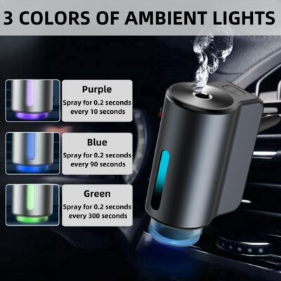 Car Air Freshener Diffuser, Smart Car Air Freshener, Car Diffuser Air Freshener with Three Adjustable Modes, Aromatizante Para Carro with 3pcs Essential Oil, Car Fresheners Long Lasting - Image 2