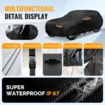 Heavy Duty SUV Car Cover for Automobiles All Weather Waterproof, Outdoor Snowproof UV Protection Windproof, Door Zipper, Soft Cotton Universal Car Covers (Black, Fit SUV 191"-200") - Image 4