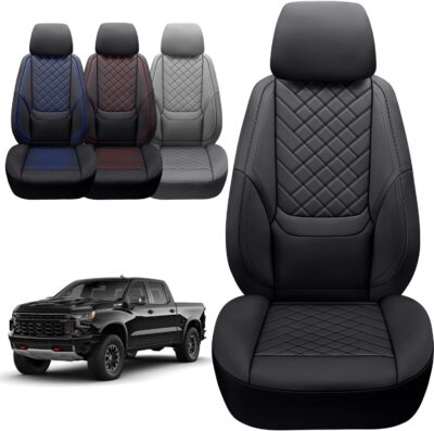BABYBLU Chevy Silverado Seat Covers Full Set,Truck Seat Covers for Silverado GMC Sierra,Custom Fit 2007-2023 2024 2025 2026 1500/2500HD/3500HD (Black, Full Set) - Image 7