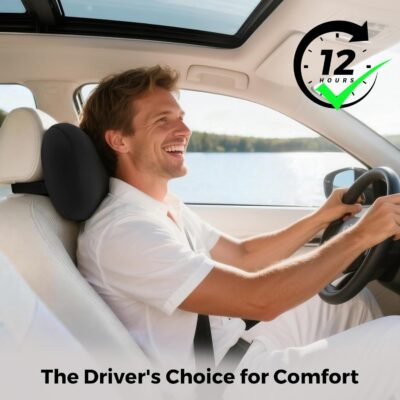 BEBAS Breathable Memory Foam Car Neck Pillow for Driving-Ergonomic Headrest with Superior Neck Support, Universal Fit for Cars,SUVs,Tesla,Toyota & Office Chair-Removable Washable Cover (Black, 1-Pack) - Image 3