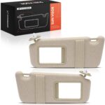 A-Premium Driver & Passenger Sun Visor Compatible with Toyota Venza 2009 2010 2011 2012 2013 2014 2015 2016 - with Vanity Mirror, with Vanity Light, Beige Color - Replaces 743200T022A1, 743100T022A1