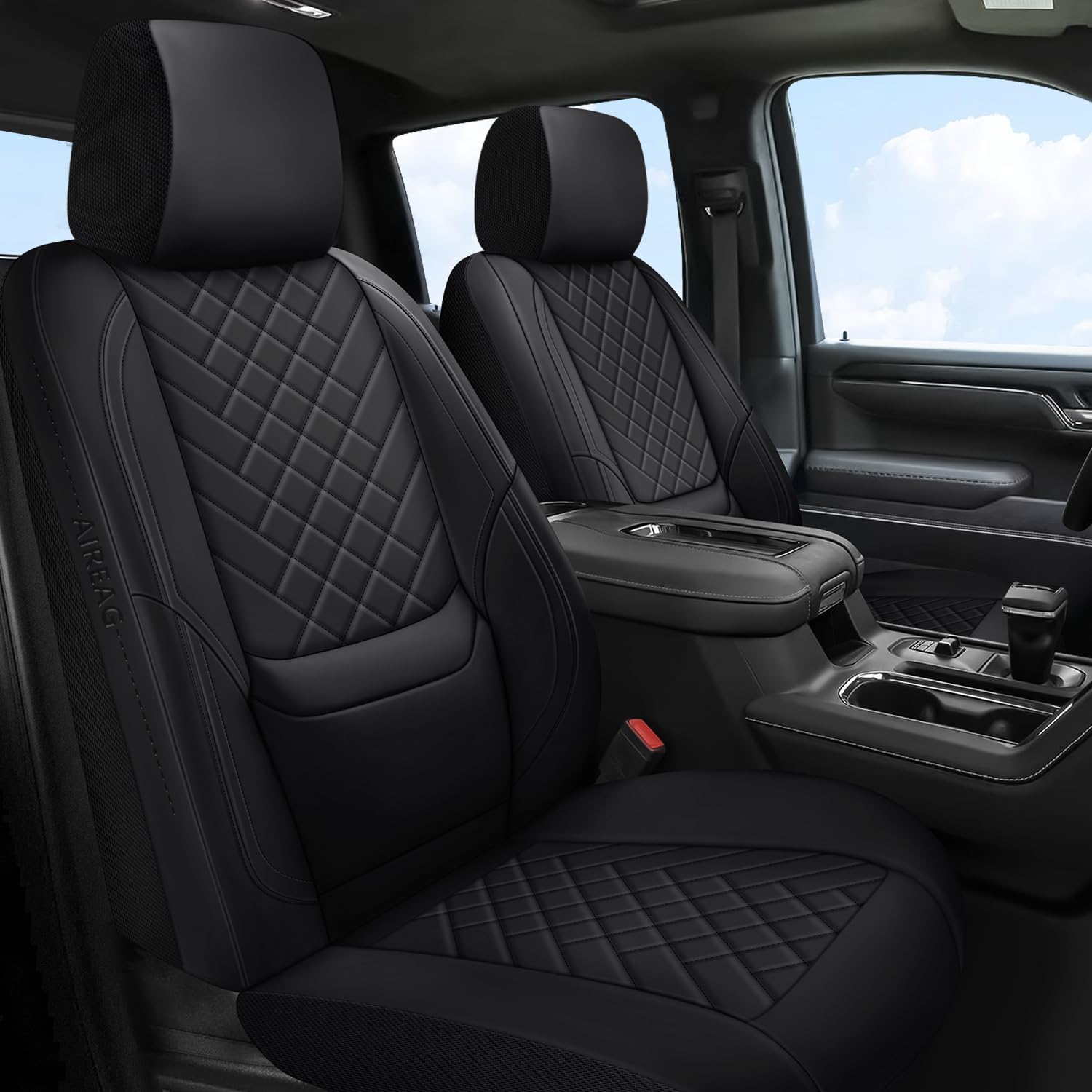 71tHrnafZL._AC_SL1500_.jpg BABYBLU Chevy Silverado Seat Covers Full Set,Truck Seat Covers for Silverado GMC Sierra,Custom Fit 2007-2023 2024 2025 2026 1500/2500HD/3500HD (Black, Full Set) - Image 1