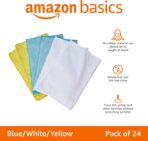 Amazon Basics Microfiber Cleaning Cloths, Ultra Absorbent, Lint Free, Streak Free, Non-Abrasive, Reusable and Washable, 16" x 12", Blue/White/Yellow, Pack of 24 - Image 2