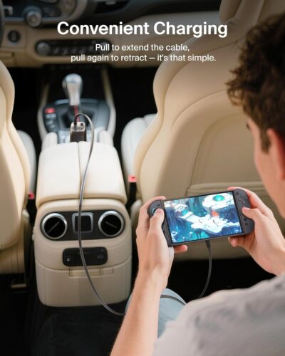 Belkin USB C Car Charger 75W w/ 30in Retractable USB C Cable - iPhone Charger, Compatible with iPhone 17 & 16 Series, Galaxy S25 Series, AirPods, Tablet, MacBook, Chromebook, etc. - Travel Essentials - Image 4