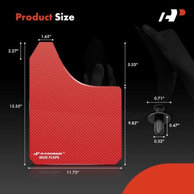 A-Premium Universal Mud Flaps, 4 Pack Splash Guards for Truck Car Pickup SUV, Front & Rear Upgraded Mud Guards Includes Mounting Hardware, Drilling Required, Red - Image 3