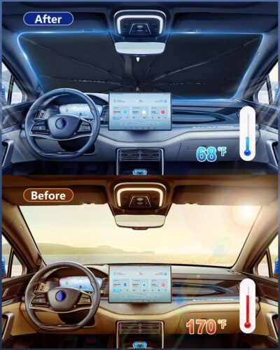 Foldable Windshield Sun Shade Umbrella Reflective Car Window Cover with Bendable Handle, Heat Blocker for SUV, Truck, Sedan Ideal Gifts for Men & Women - Image 6