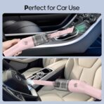Portable Mini Car Vacuum Cleaner Pink, High Power Cordless(400g) Handheld Rechargeable Vacuum Cleaner for Desk V06 - Image 8