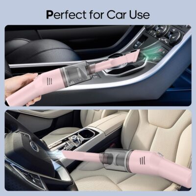 Portable Mini Car Vacuum Cleaner Pink, High Power Cordless(400g) Handheld Rechargeable Vacuum Cleaner for Desk V06 - Image 8