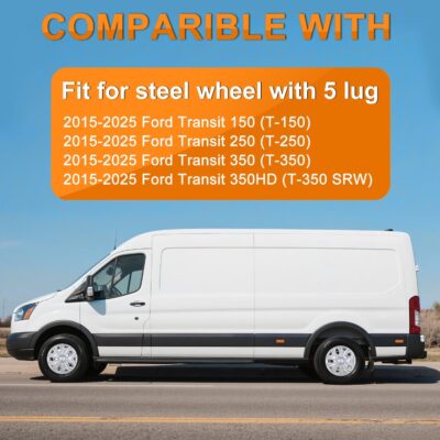 Nilight Wheel Cover Hubcaps 16 Inch for Ford Transit 150 250 350 350HD 2015 16 17 18 19 20 21 22 23 24 2025 Steel Wheel with 5 Lug 16 Hub Caps Set of 4 Rim Protector Wheel Covers Replacement, Silver - Image 4