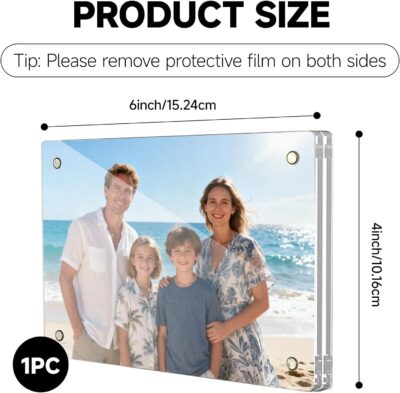 4x6 Acrylic Picture Frame Double Sided Clear Magnetic Photo Frames Free Standing Desktop Display - Image 2