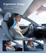 Wigoo 2026 Car Neck Pillow [No More Pressure, Odorless] Soft Car Headrest Pillow with Adjustable Strap Removable Cover 100% Memory Foam, Fits All Vehicles (Black 2-Pack) - Image 2