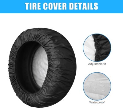 uxcell Universal 210D Polyester Spare Tire Cover for Jeep Trailer RV SUV Truck Wheel Fit Overall Wheel Diameter 16 Inch Black - Image 3