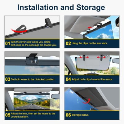 Sun Visor Extender for Car, Visor Extender Attachment for Car, Adjustable Visor Extender Sun Blocker UV400, Polarized Sun Visor Extender, Anti-Glare, UV Protector (1 Pack, Large) - Image 7