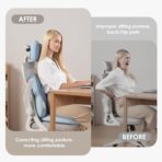 FLORICH 3 PCS Seat Cushion for Carseat Lumbar Support Pillow Car Neck Headrest Pillows Ultrathick Memory Foam Seat Pads Pressure Relief Back Cushion for Office Chair(Blue) - Image 8