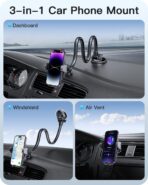 APPS2Car 13" Gooseneck Phone Holder for Car Windshield Window Dashboard Vent, Cell Phone Mount for Car Truck with Strong Suction Cup, Anti-Shake Stabilizer - Compatible with Most Smartphones - Image 7