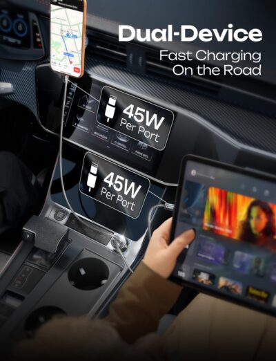 LISEN 90W USB C Car Charger Fast Charging for iPhone 17 Car Charger USB C Fast Charge, Type C Car Charger for iPhone 17 Pro Max 16 15 14 13 12 11, for Samsung Galaxy S26 S25 S24 [Lighning&USB-C] - Image 5