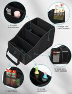 YOHOOLYO Car Seat Organizer Backseat Car Organizer with 4 Compartments, 4 Cup Holders and 7 Mesh Pockets for Front and Rear Seat, Black - Image 4