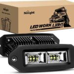 Nilight 2Pcs 40W Flush Mount LED Pods Flood LED Work Light Bar, Off Road Backup Driving Lights Fog Lamp for Jeep Bumper ATV UTV SUV Truck Boat