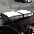JWWY Windshield Sunshade Window Sun Shade Heat Shield Sun Visor UV Rays and Foldable Sun Shield Blocks for Jeep Wrangler Car Interior Accessories for 1996-2018 TJ JK JKU（51.96in*15.35in） - Image 7