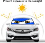 Car Windshield Sun Shade, Funny Car Eyes Sun Visor, Wear-Resistant Black Tape, Foldable 59‘’x27.5‘’/63''x31.5'' - Image 3