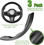 WSSROGY 3 Pack Anti-Skid Segmented Carbon Fiber Car Steering Wheel Cover Protector Universal for Most Car Wheel (Black) - Image 2