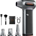 WOLFBOX MF200 Compressed Air Duster with Removable Battery & 4 Nozzles, Cordless 3-Speed Adjustable Mini Blower for Computer Keyboard, Car Cleaning, Home, and Outdoor Use