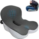 Memory Foam Seat Cushion,Office Chair Cushion with Lumbar Support for Back Pressure Relief, Car Seat Cushion with Adjustable Strap,Sciatica Pad Cushions for Car,Truck, Desk,Gaming Chair
