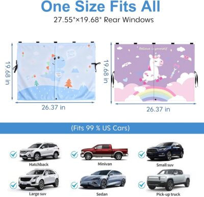 2 PCS Magnetic Car Window Shade for Baby,Easy Installation Side Window Sunshades, Universal Fit for Most Cars Friendly Automotive Interior with Cartoon Patterns -for Baby - Image 5