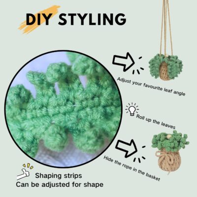 Handmade Crochet Hanging Car Air Freshener - Botanical Fern Leaf Design with 12ml Refillable Glass Essential Oil Bottle, Long-Lasting Car Diffuser & Nature-Inspired Decor - Image 5