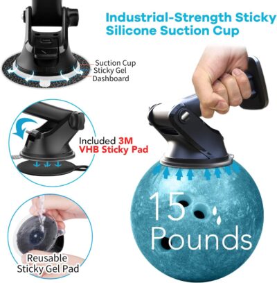 APPS2Car 3-in-1 Car Phone Mount Magnetic Dashboard Windshield Air Vent Mount Phone Holder for Car Universal Car Phone Holder with Powerful Suction Cup Built-in Strong 6 Magnets for All CellPhones - Image 2