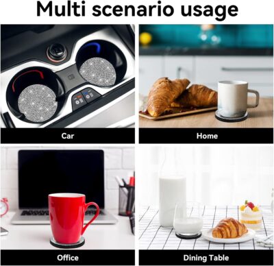 SINGARO Bling Cup Holder Coasters for Car, 2PCS Universal Non-Slip Cup Holder, Embedded Decorative Coasters, Shiny Crystal Car Interior Accessories Gifts for Women (White) - Image 7