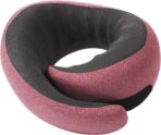 Travel Pillow, 100% Pure Memory Foam Neck Pillow for Airplanes, Comfortable Breathable Cover, Travel Essentials for Plane, Car, Train and Home, Red