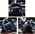 Valleycomfy Microfiber Leather Steering Wheel Cover Universal 15 inch (Black) - Image 2