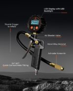 ETENWOLF T500 Digital Tire Pressure Gauge with Inflator, Tire Gauge 0-250 PSI, Calibrated to ANSI B40.7 Grade 2A, Air Chuck & Compressor Accessories with Storage Bag, Black - Image 5