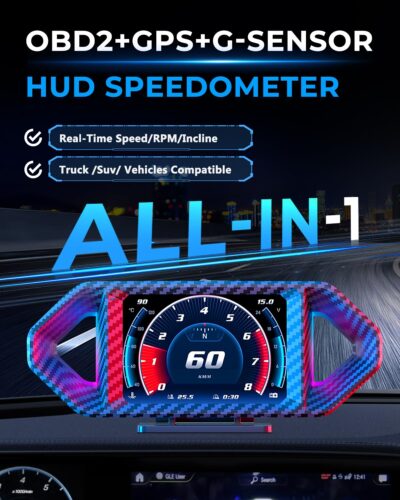 OBD2 HUD Head Up Display, Digital Speedometer Gauge for Car Truck SUV, Real-Time Speed/RPM/Fuel Economy Monitor, Plug & Play OBDII GPS HUD with RGB Light - Image 2