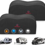 Comnova RV Tire Cover 2 Pack - 600D Dual Axle Tire Cover for Camper RV Trailer Truck, Waterproof Heavy Duty Fade-Resistant Dual Wheel Protector Cover, Fits Tire Diameters 23-26 Inch