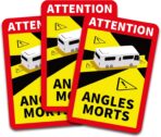 Attention Angles Morts - Adesivi autoadesivi per veicoli obbligatori a partire da 3,5 t in Francia, 25 x 17 cm, resistenti alle intemperie, R145 (camper, 3 pezzi)