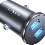 LISEN 90W USB C Car Charger USB C Fast Charge, 45W PD&QC 3.0 Fast Car Charger for Samsung Galaxy S26 S25, Cigarette Lighter USB Charger Adapter for iPhone 17 Air 16 15 Pro Max [All Metal & Mini]