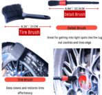 Professional 4 Pack Long Handle Wheel Brush Kit for Cleaning Wheel and Tire- 2X Soft Wheel Cleaning Brush, Detailing Brush and Stiff Tire Brush, Bendable& Durable Wheel Rim Cleaner Brush Set - Image 6
