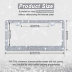 Amiss Bling License Plate Frame for Women, 2Pack Rhinestone Handcrafted Crystal Premium Stainless Steel, Stainless Steel Car Accessories with Diamond Sparkle Glitter Caps (White) - Image 2