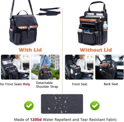 Car Seat Organizer with Laptop Compartment (Fits 15.6"), Front & Backseat Passenger Organizer with Adjustable Strap, Multiple Pockets, Portable Office Bag, Water-Resistant 1200D Polyester - Image 6